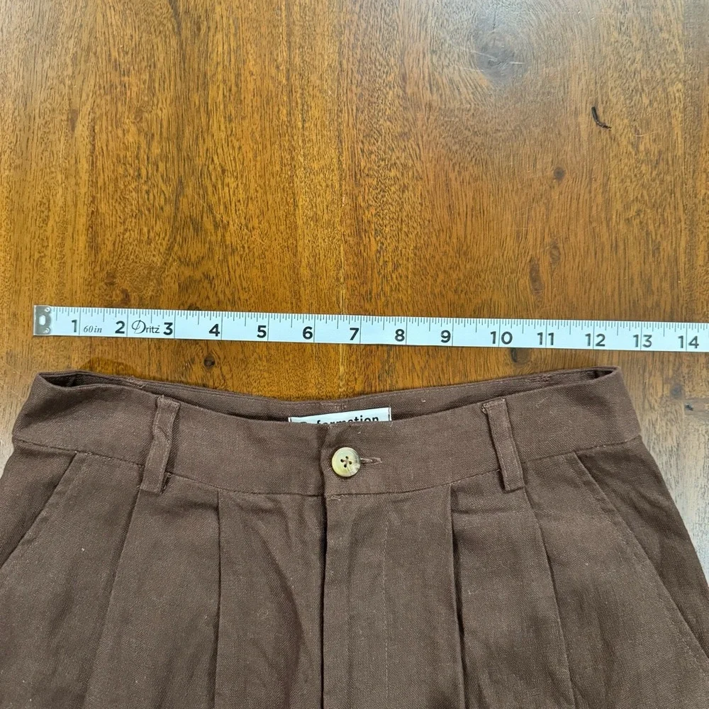 Reformation Vesta Pleated Linen High-Rise Trousers Cafe Brown Size 0 European - Picture 6 of 8